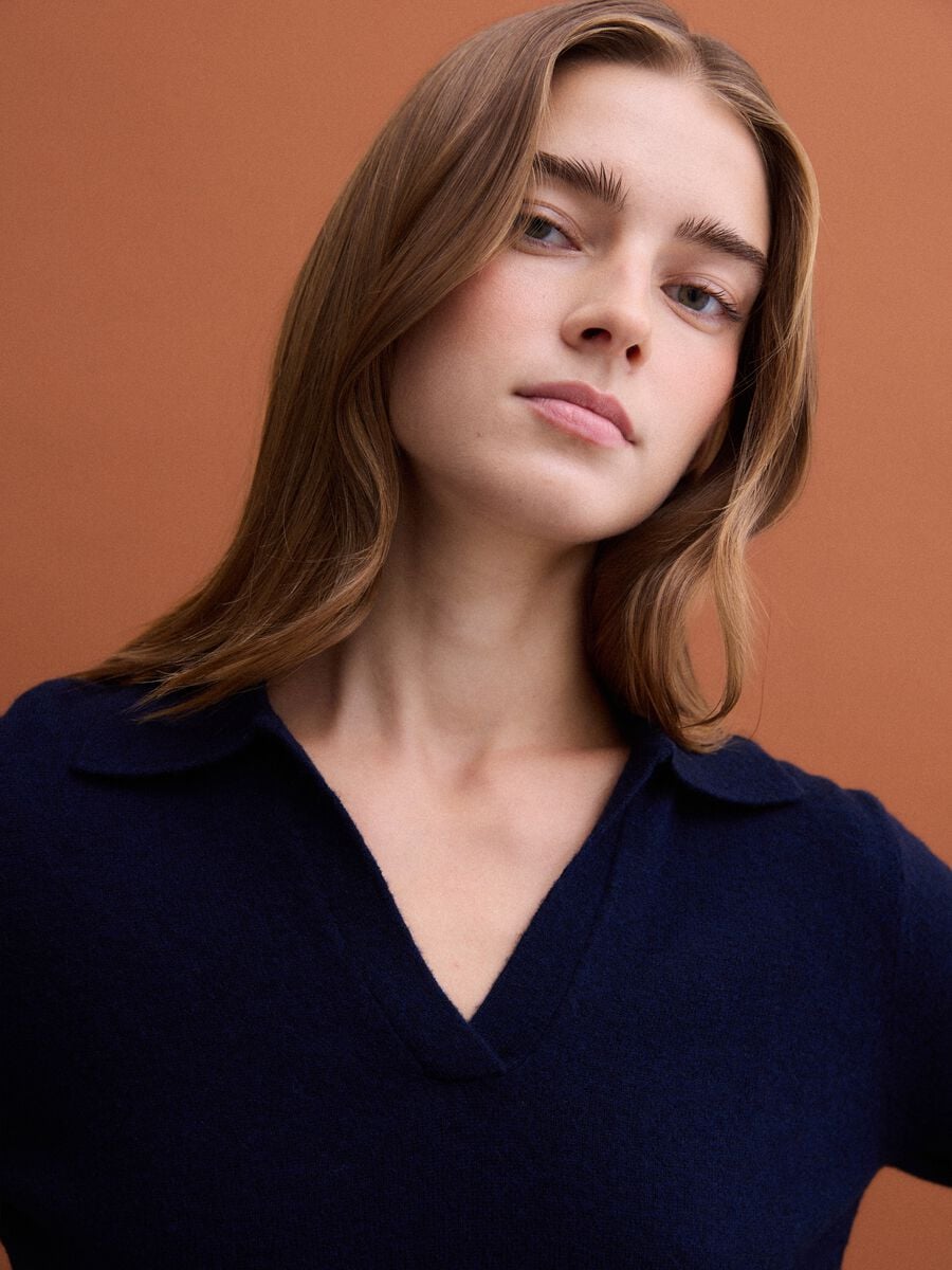 Blue pure wool polo-collar jumper_1