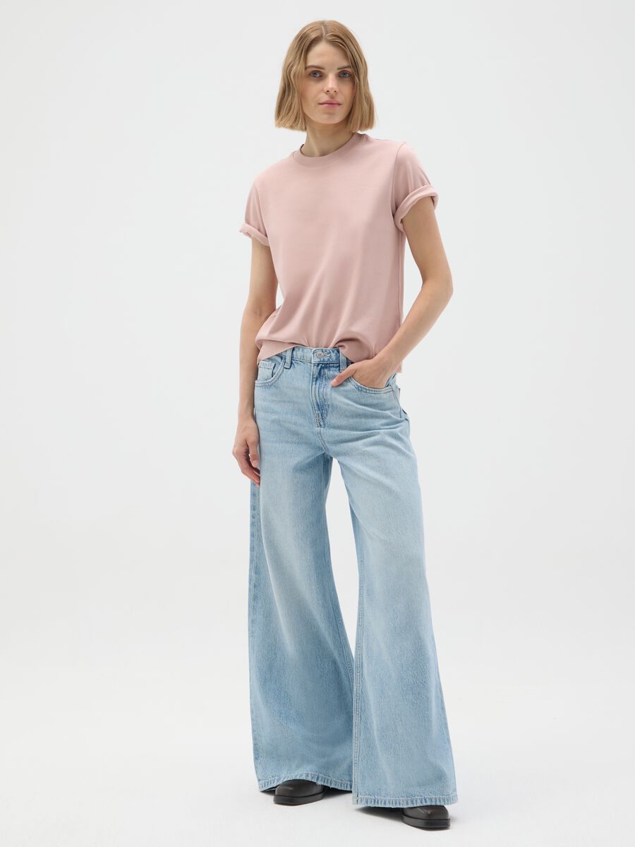 Pink pure cotton regular fit T-shirt_1
