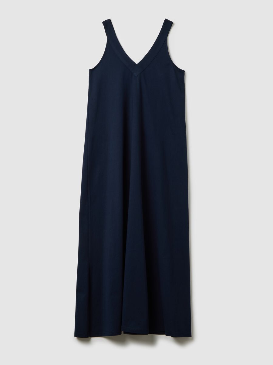 Sleeveless Long Cotton Dress in Blue_4
