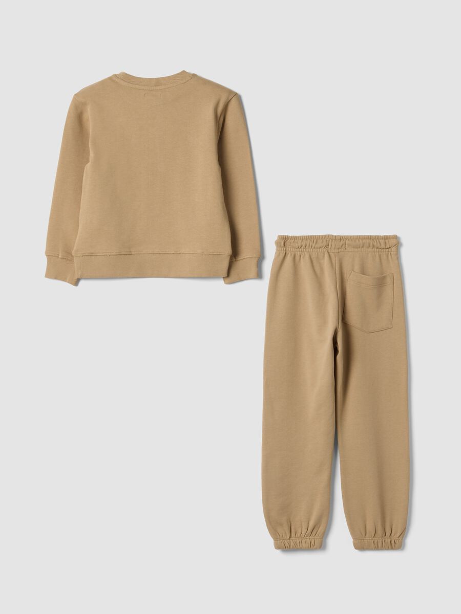 Tuta beige in puro cotone con felpa girocollo_1