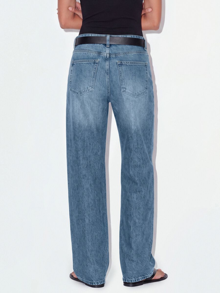 Jeans denim azzurri blu wide leg in puro cotone_2