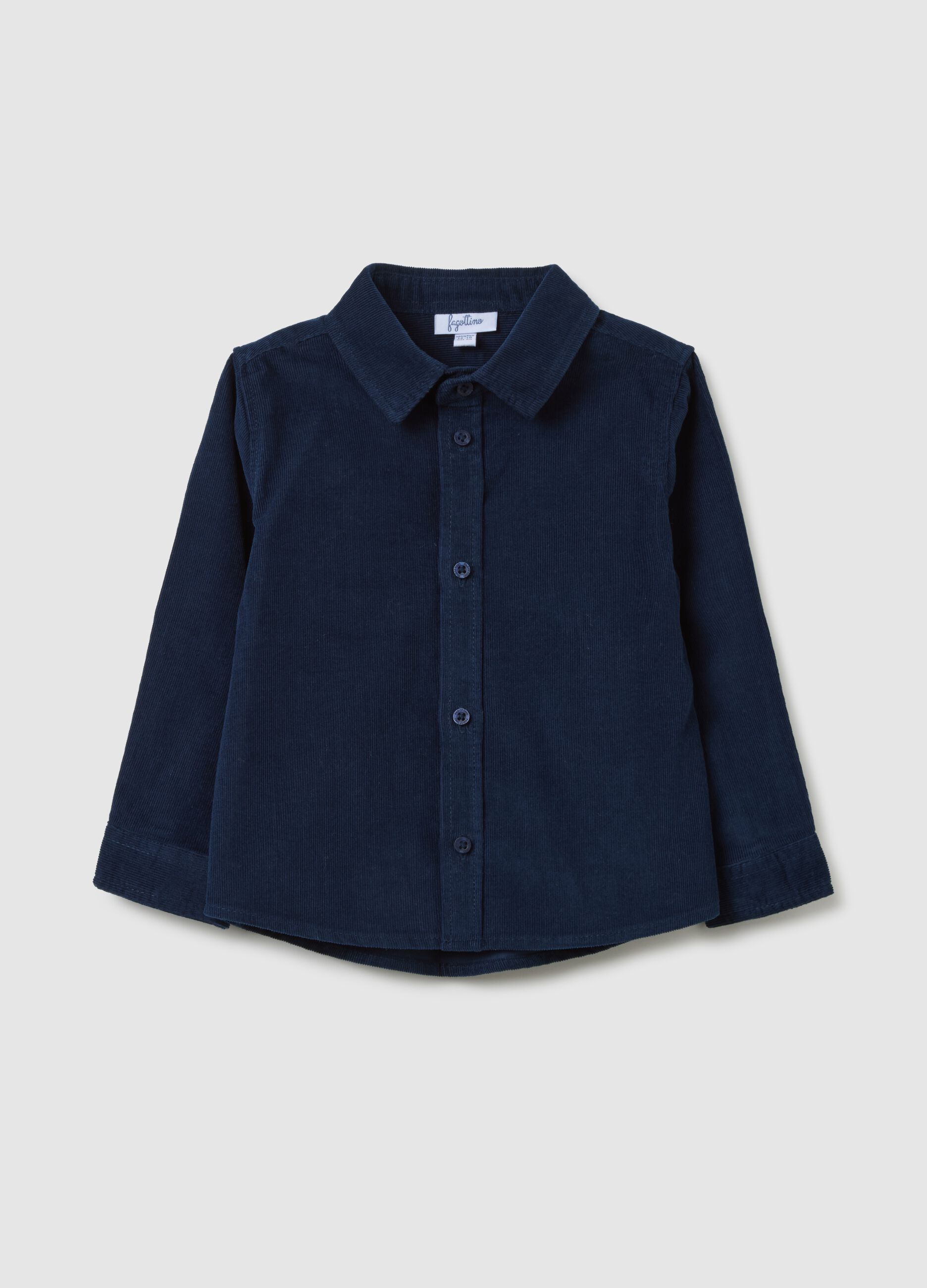 Camicia da bambino in puro cotone blu regular fit