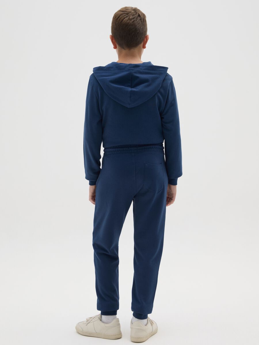 Pantaloni jogger da ragazzo in puro cotone blu regular fit_2