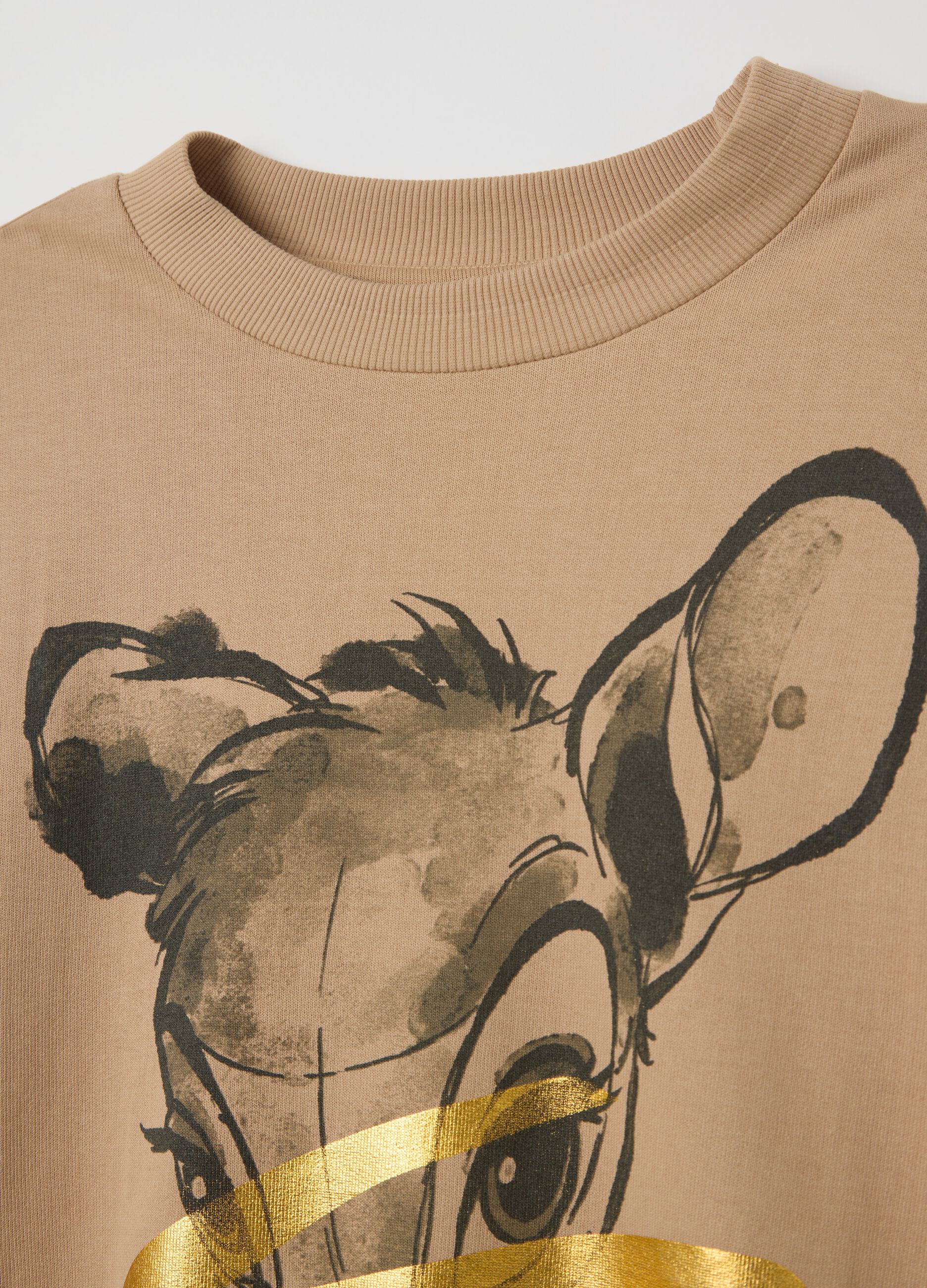 Beige sweatshirt with Bambi foil print