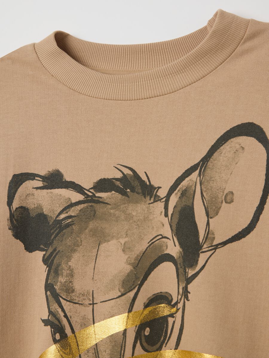 Beige sweatshirt with Bambi foil print_5