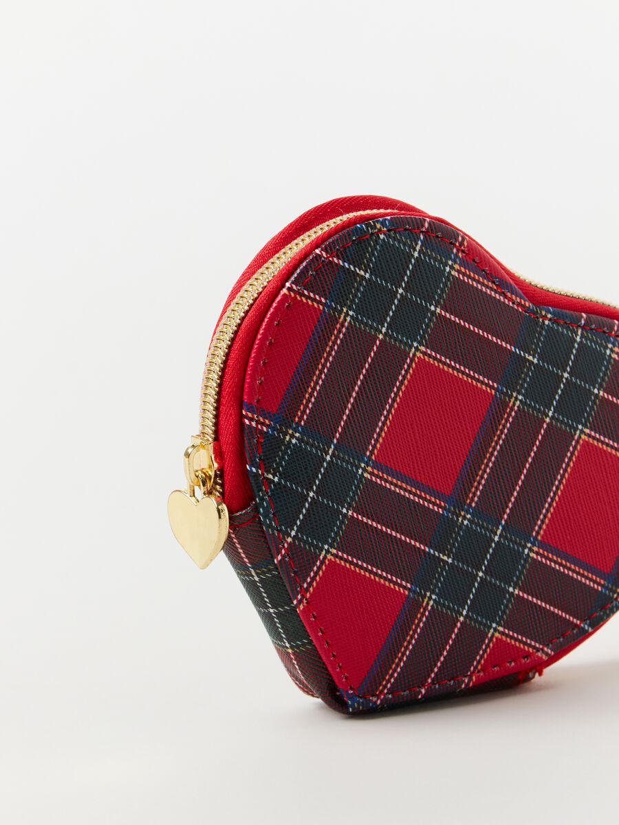 Porta monete a cuore fantasia tartan_1
