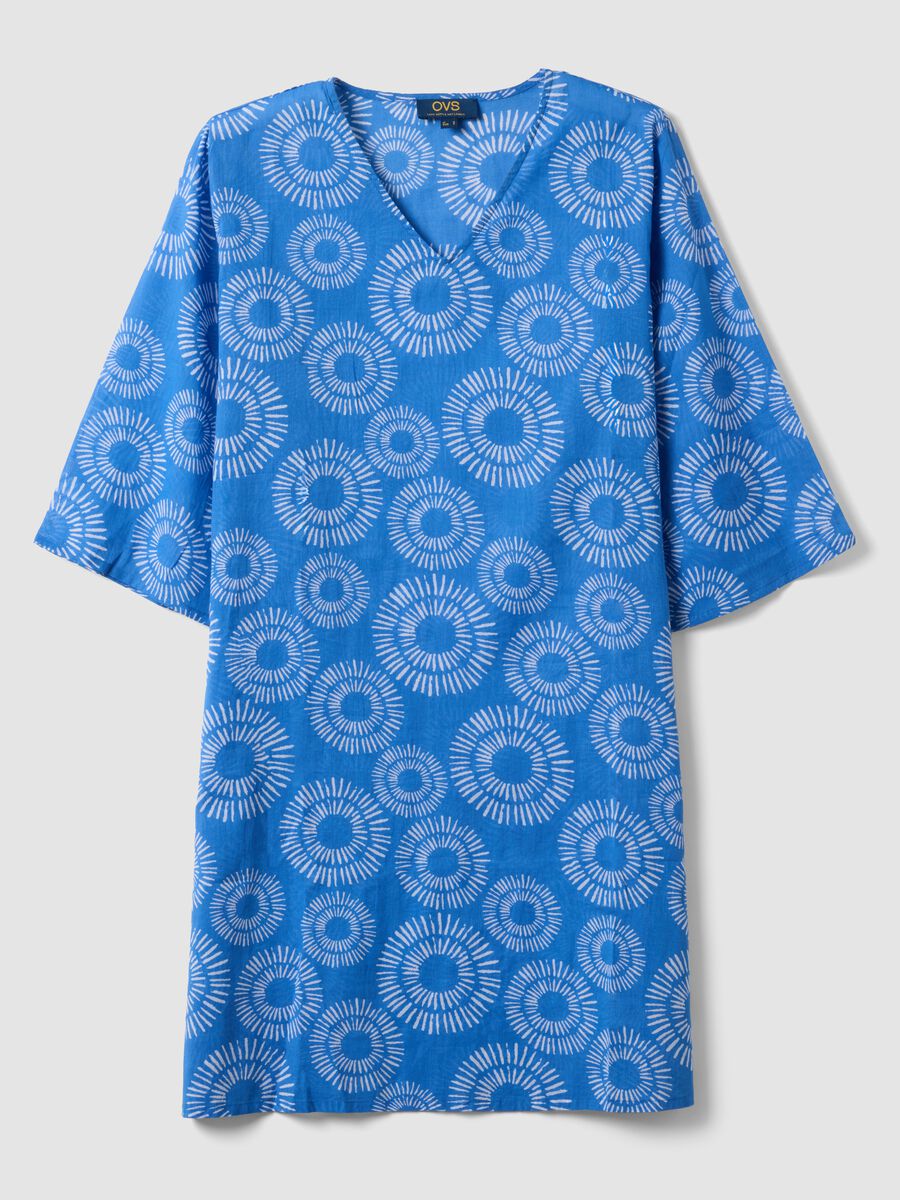 Blue pure cotton patterned kaftan_4