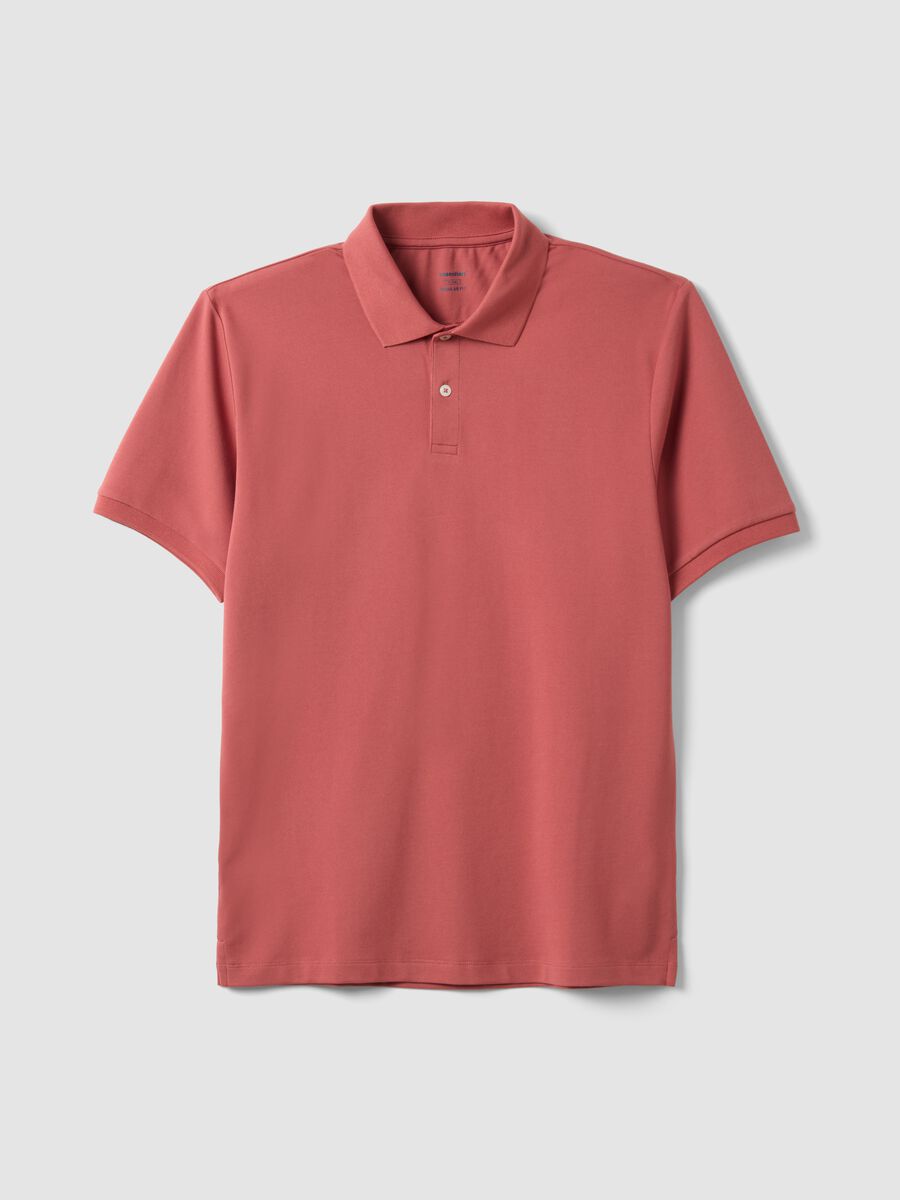 Red Stretch Cotton Blend Polo Regular Fit_4