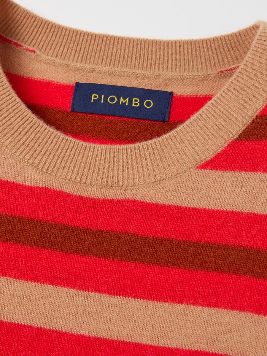 Pullover in wool with multicoloured striped pattern_5