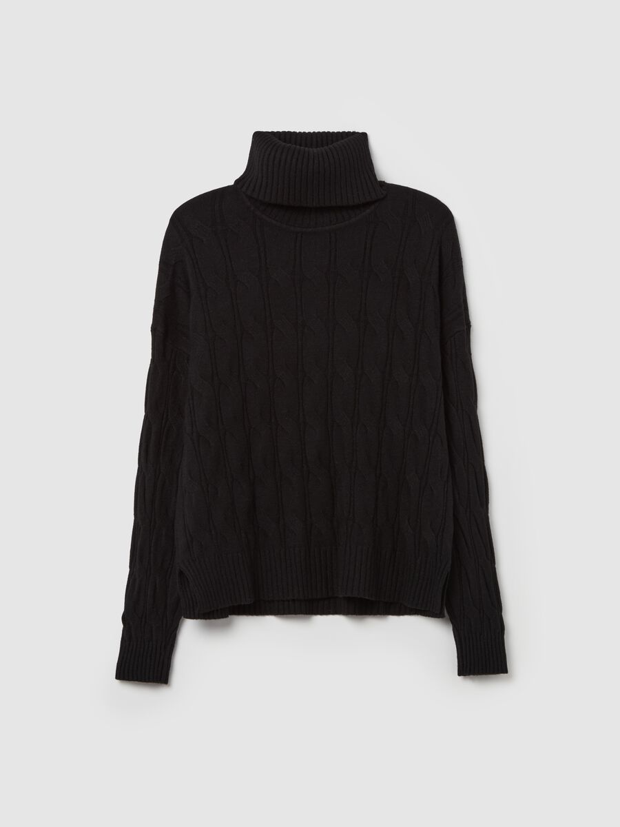 Cable-knit pullover with high neck_4