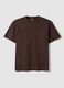 Brown pure cotton crew-neck T-shirt, relaxed fit_0