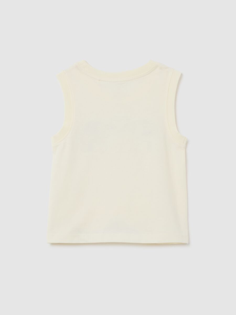 Canotta da bambina in puro cotone bianca regular fit con stampa_1