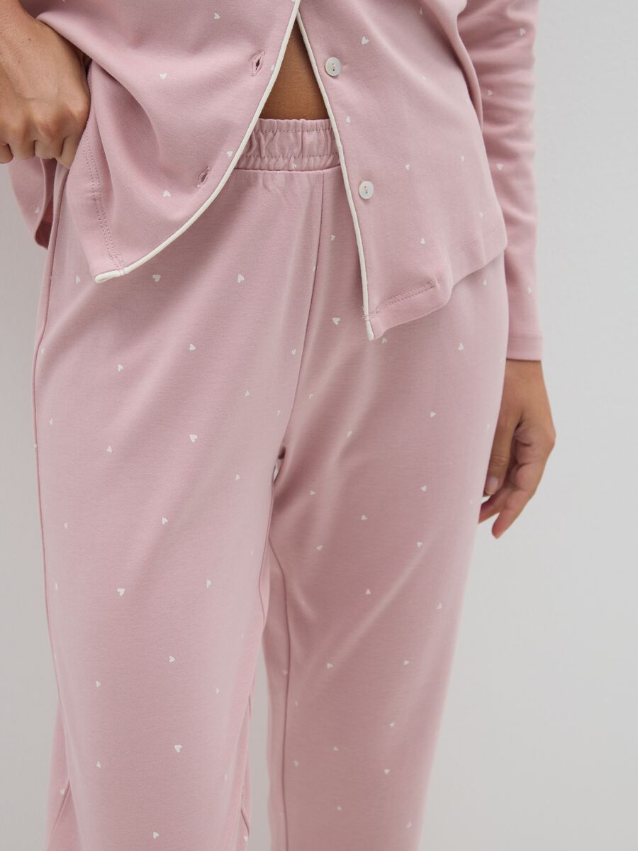 Pigiama lungo in puro cotone rosa regular fit_3
