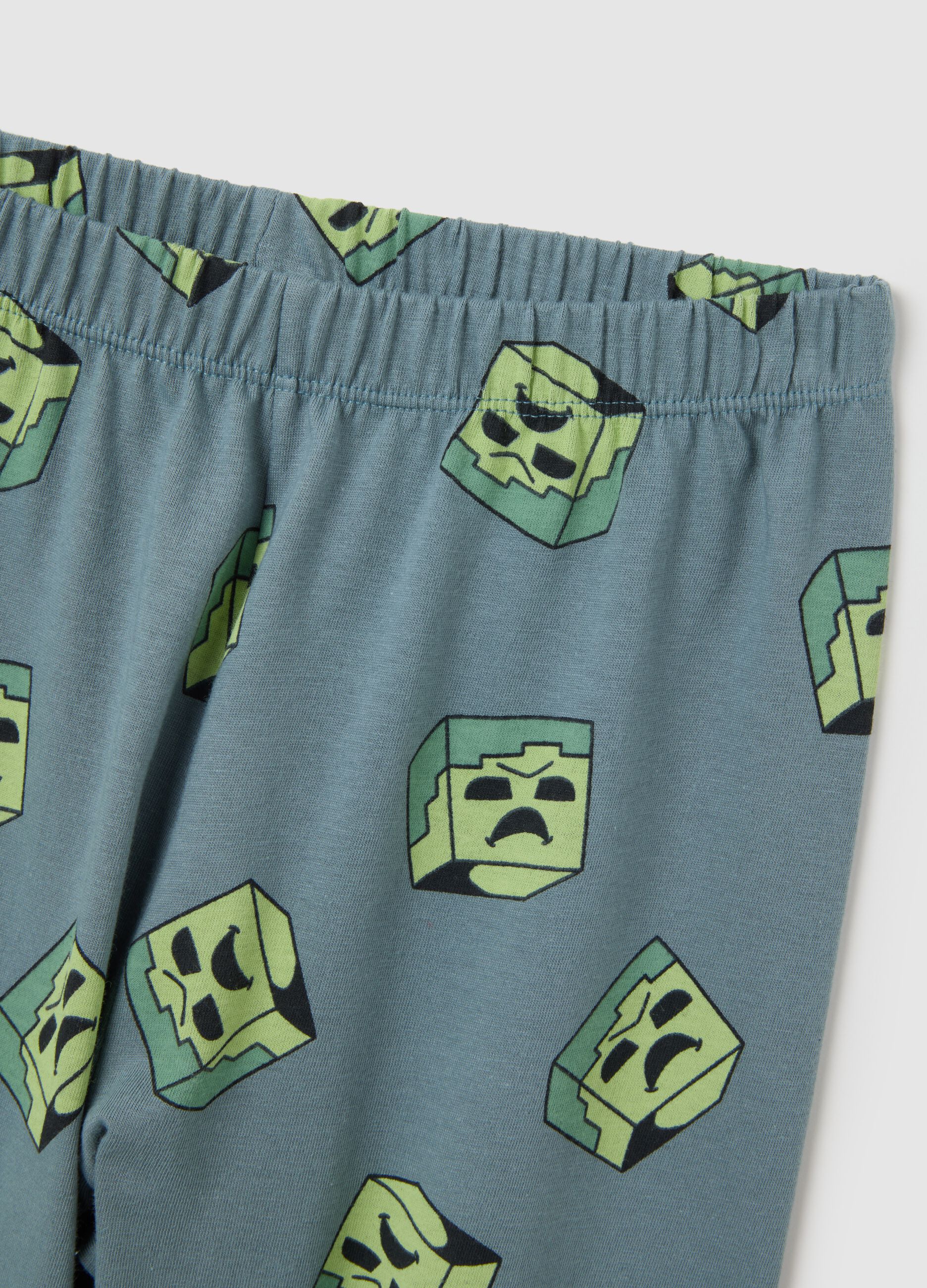 Children's pyjamas in pure green cotton regular fit