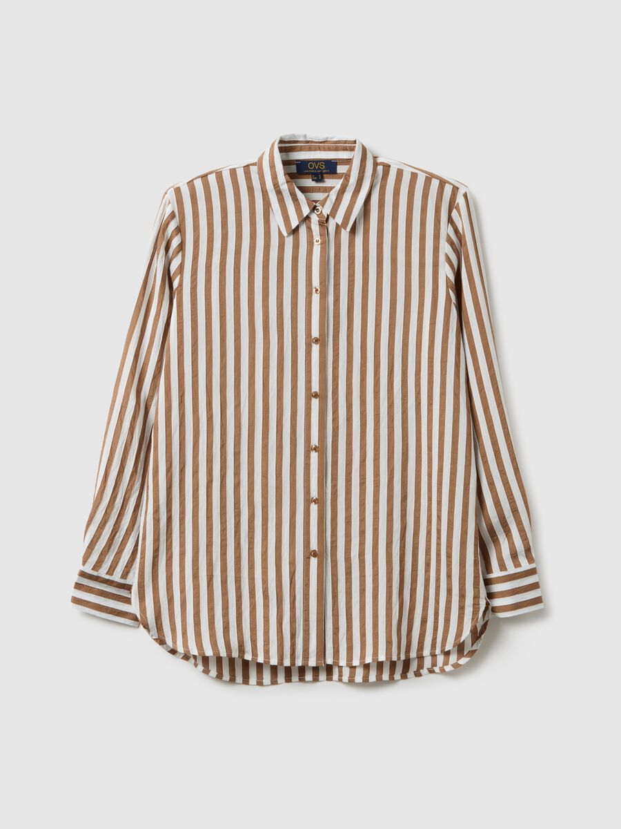 Multi-colour striped regular fit shirt with classic collar and buttons_4