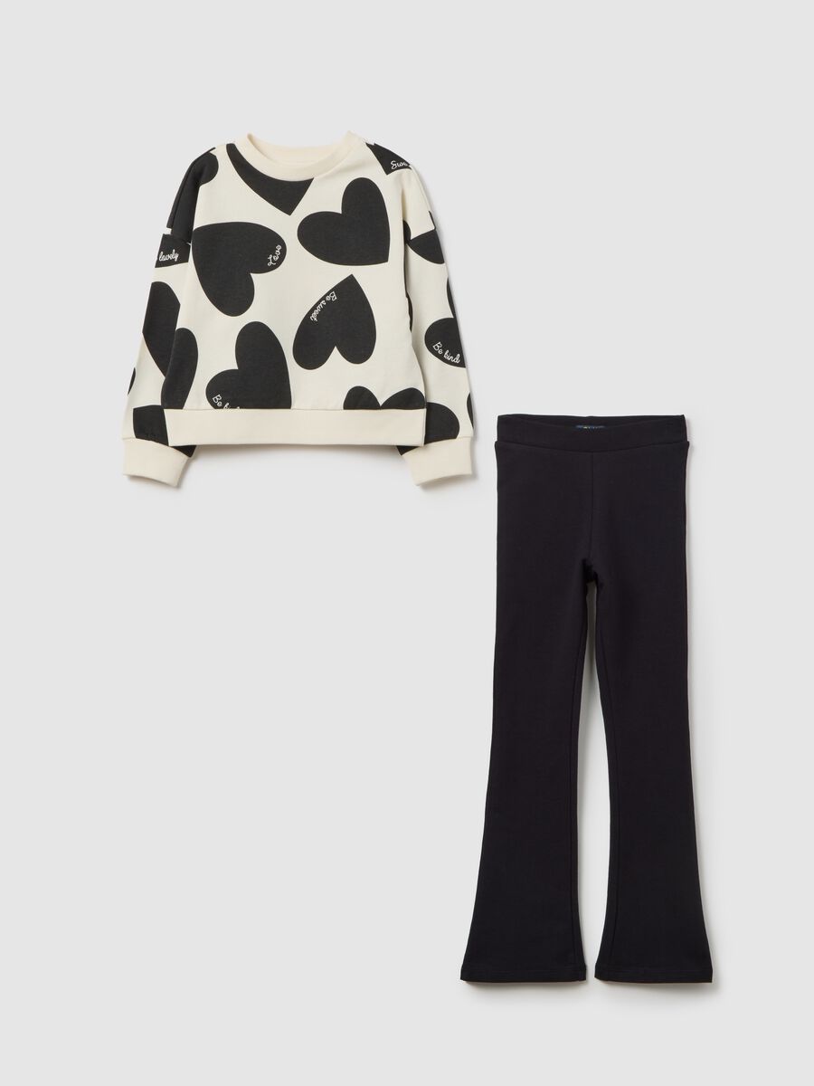 White Set with Trousers Decorated with Hearts_0