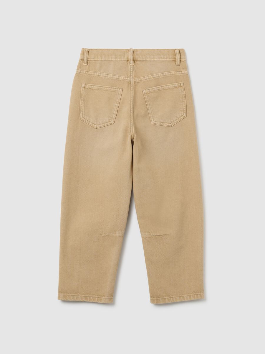 Pantaloni da bambino in puro cotone beige baggy_4