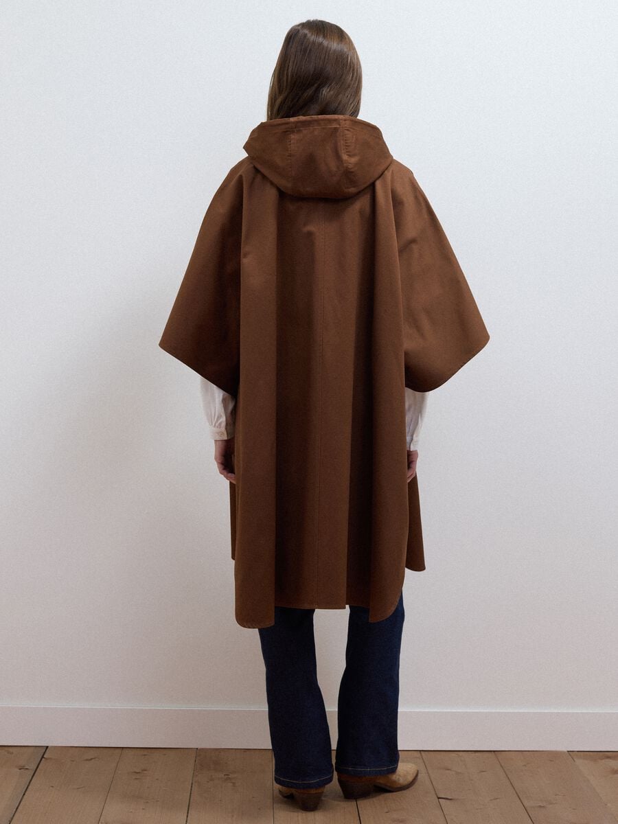Mantella marrone in puro cotone con cappuccio over fit_3