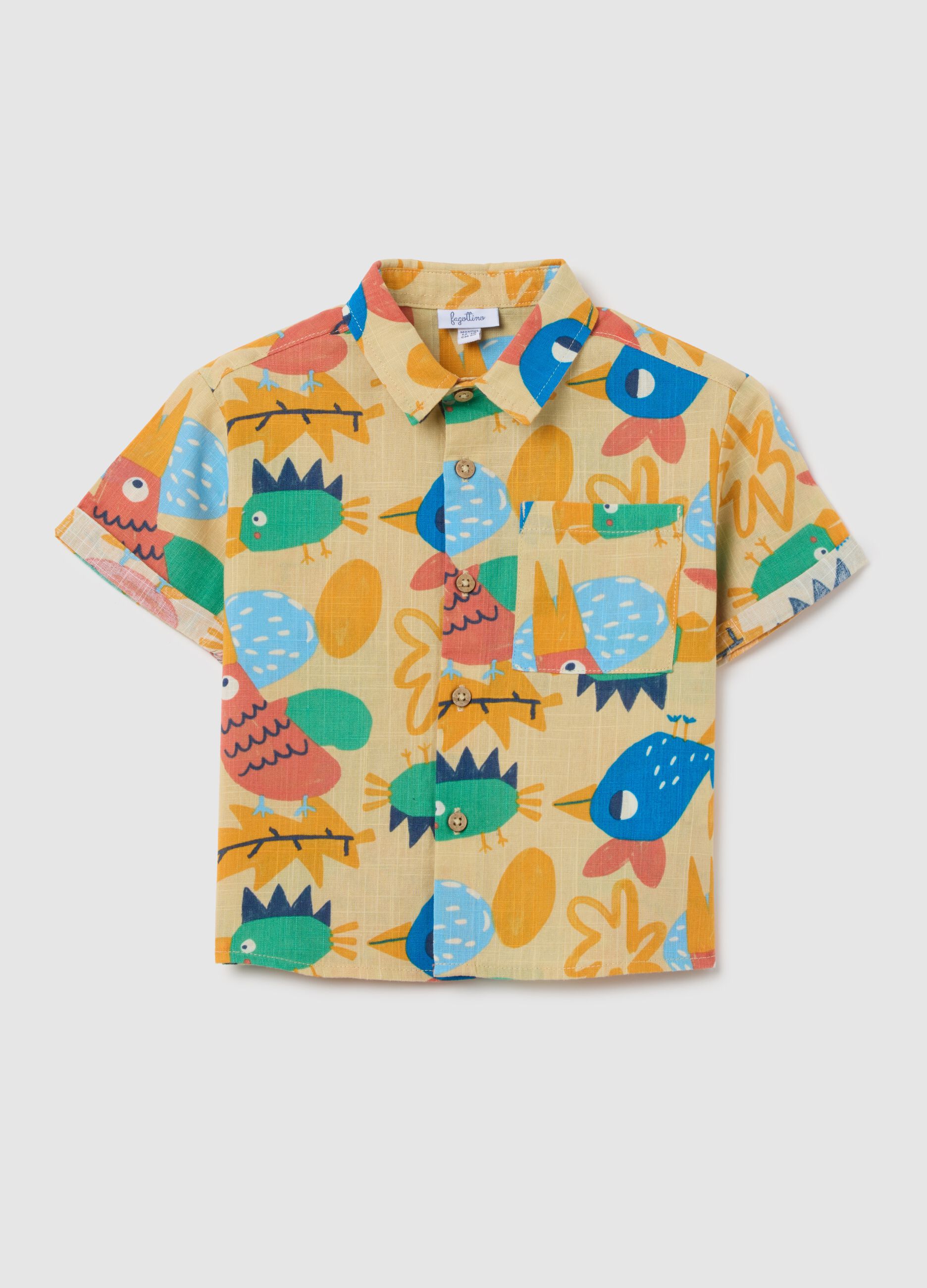 Child's short sleeve pure cotton multicolour over fit shirt with classic collar
