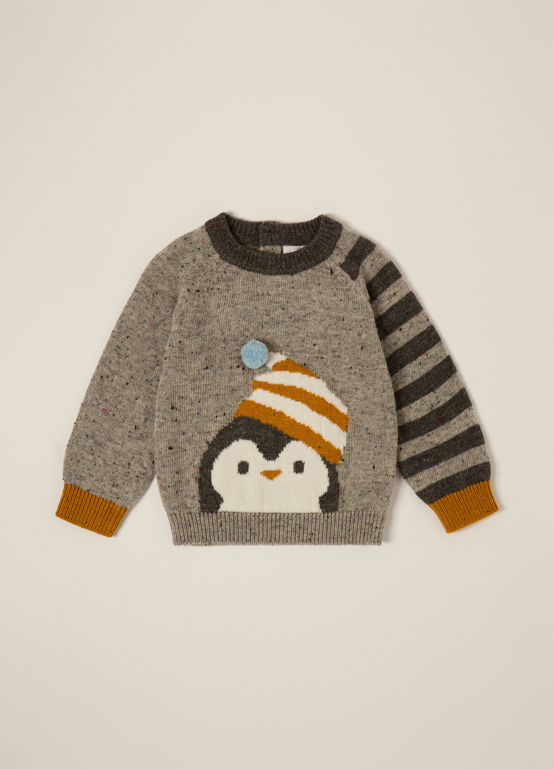 Grey penguin jumper for baby