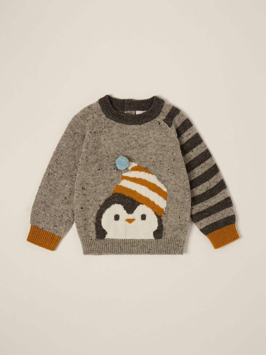 Grey penguin jumper for baby_0