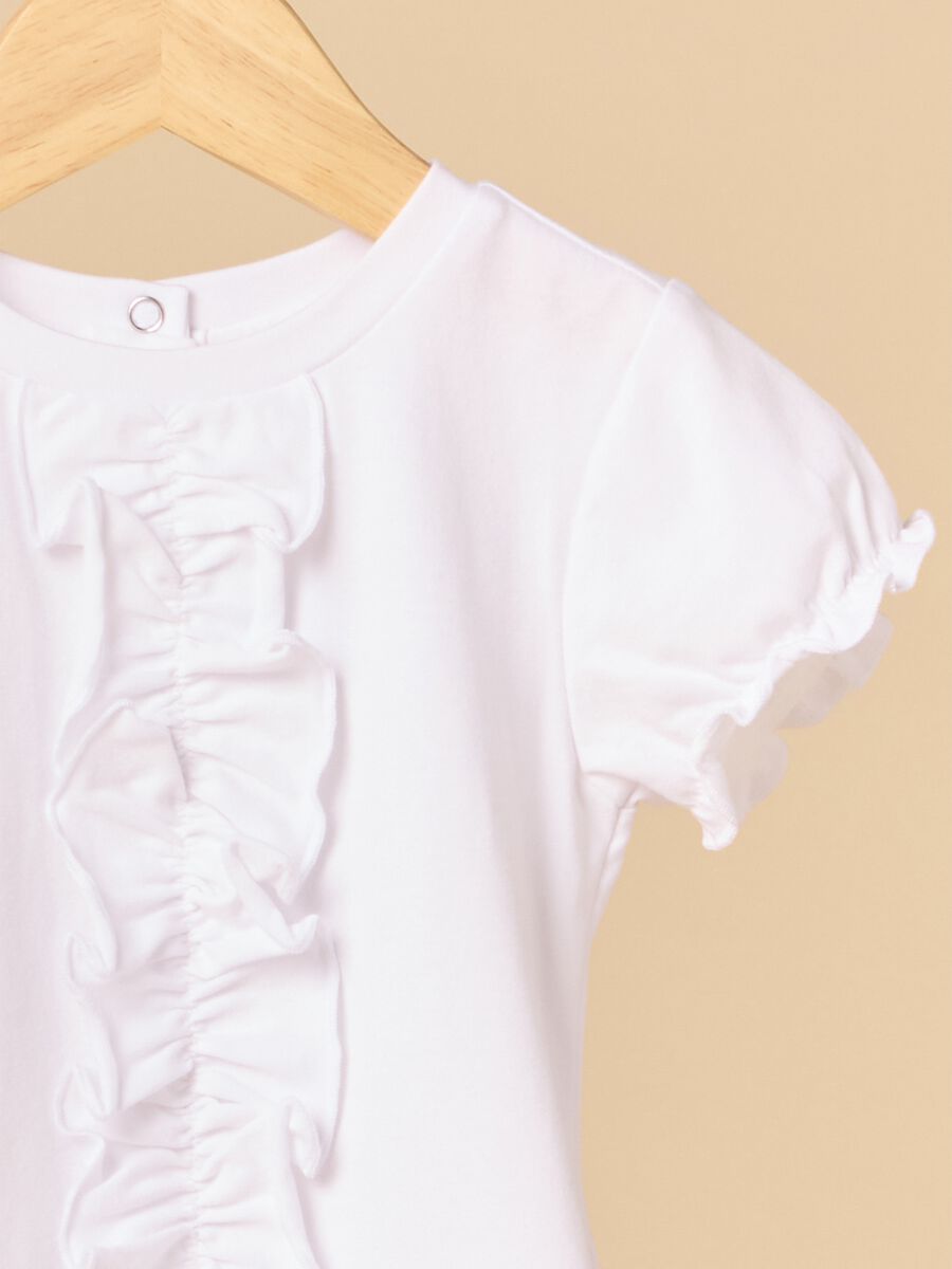 T-shirt IANA in cotone stretch con rouches neonata_1