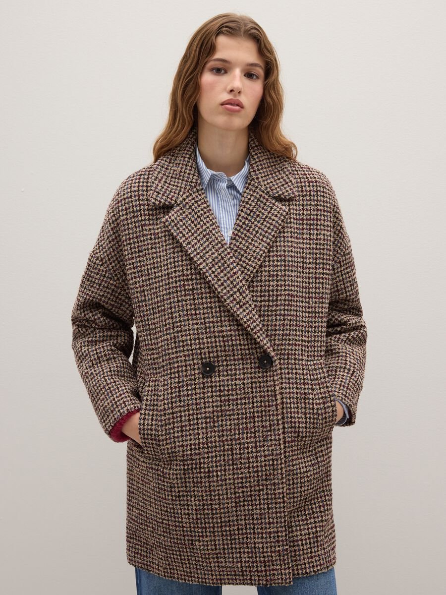 Multicolour check wool-blend oversized coat_1