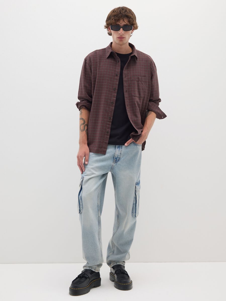 Oversized plaid pure cotton shirt_1