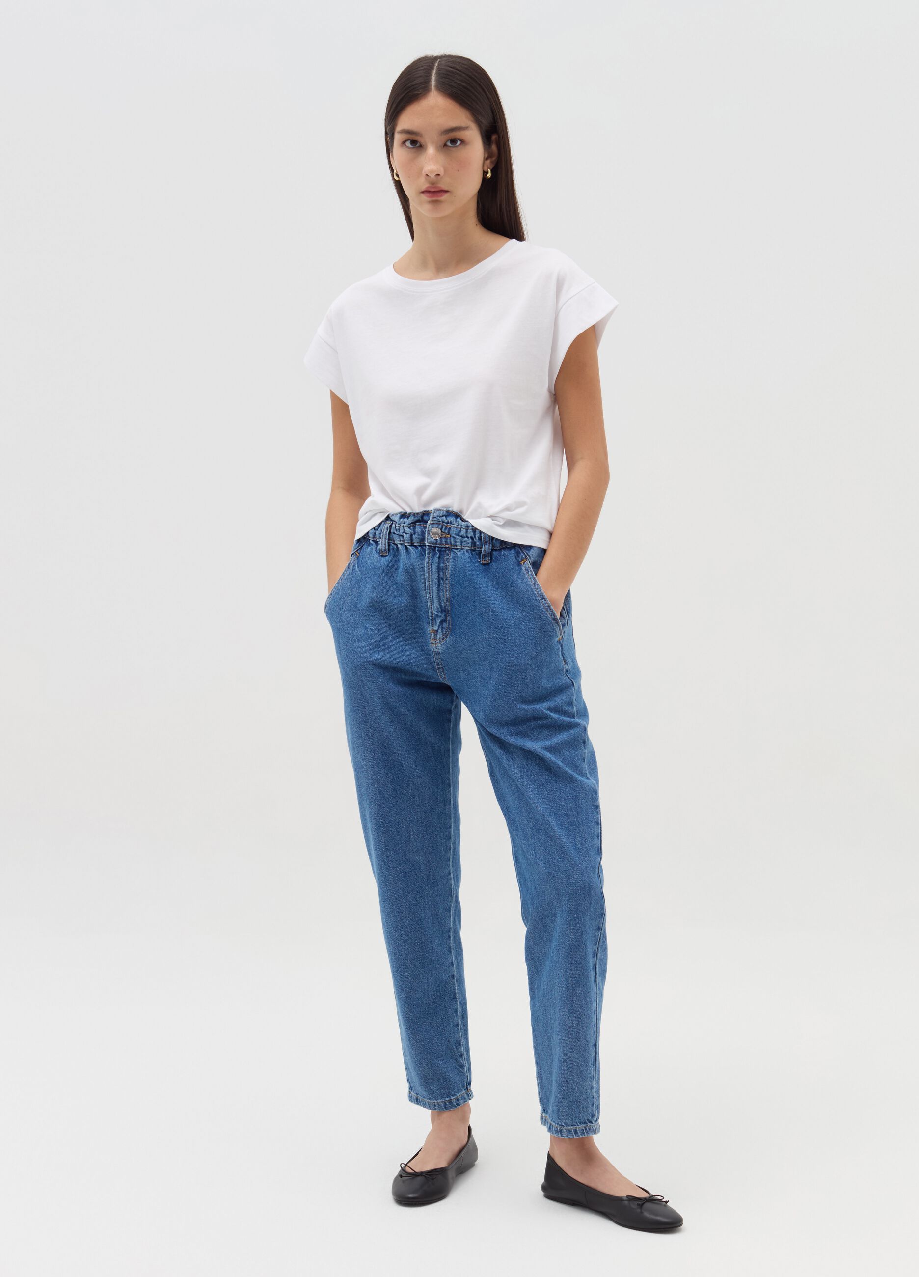 Jeans paper bag con tasche
