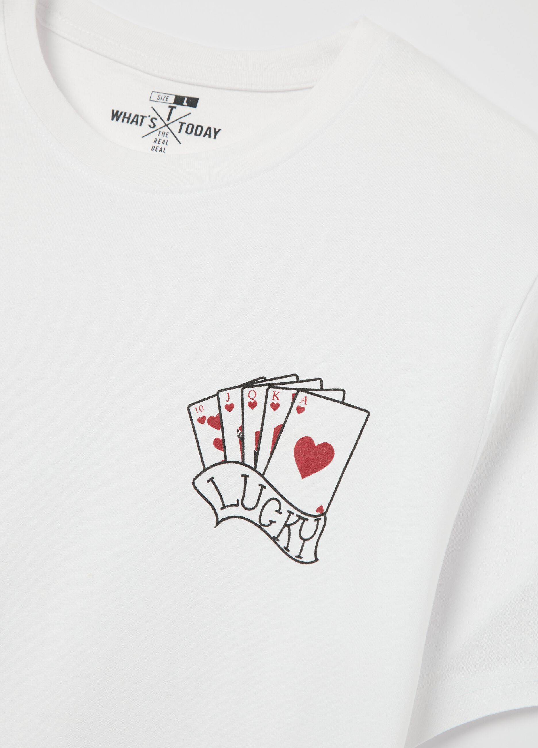 Cotton T-shirt with poker cards print