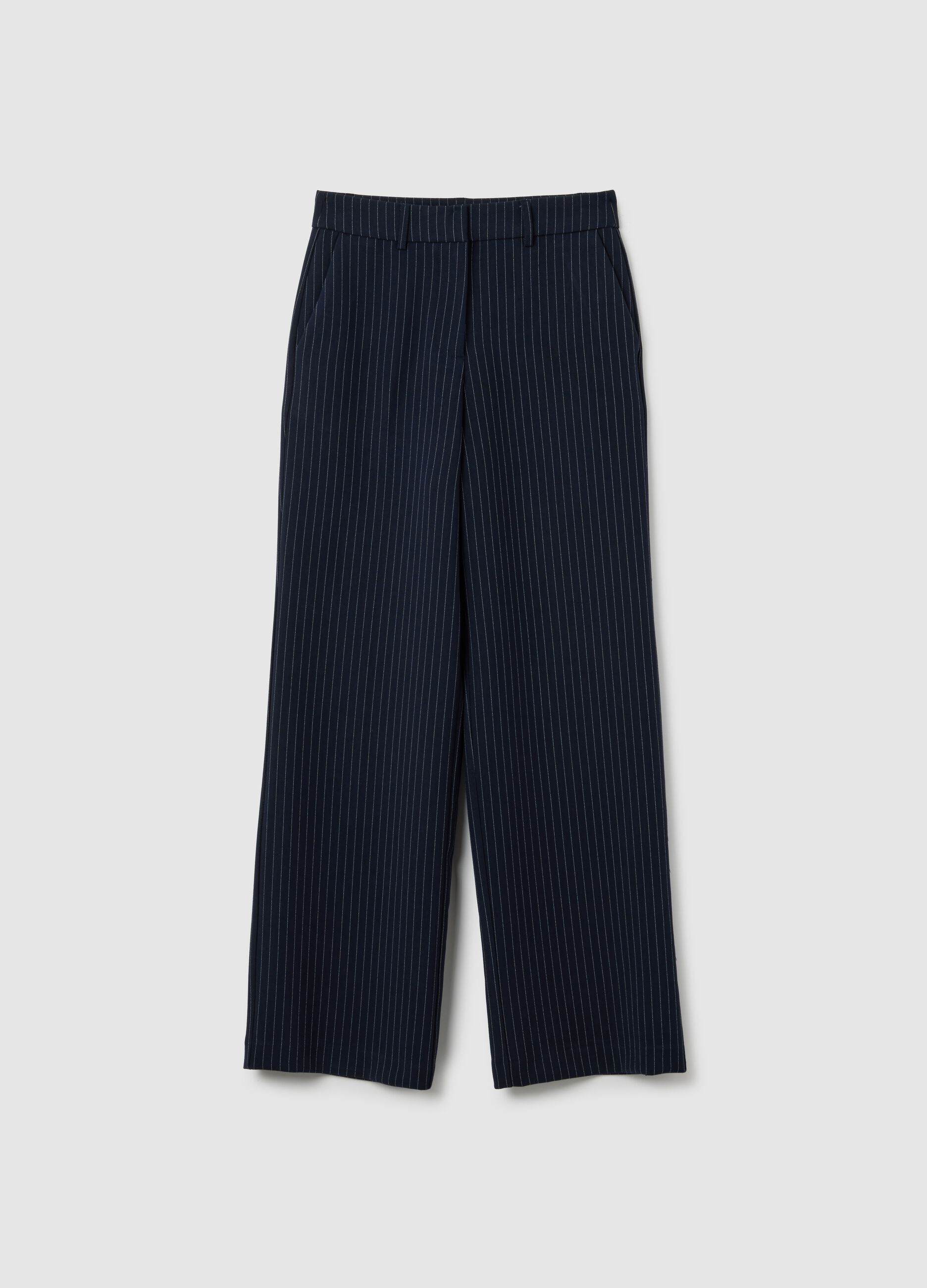 Blue trousers with elastic waistband