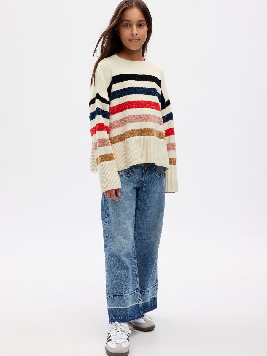 Pullover in ciniglia con fantasia a righe_0