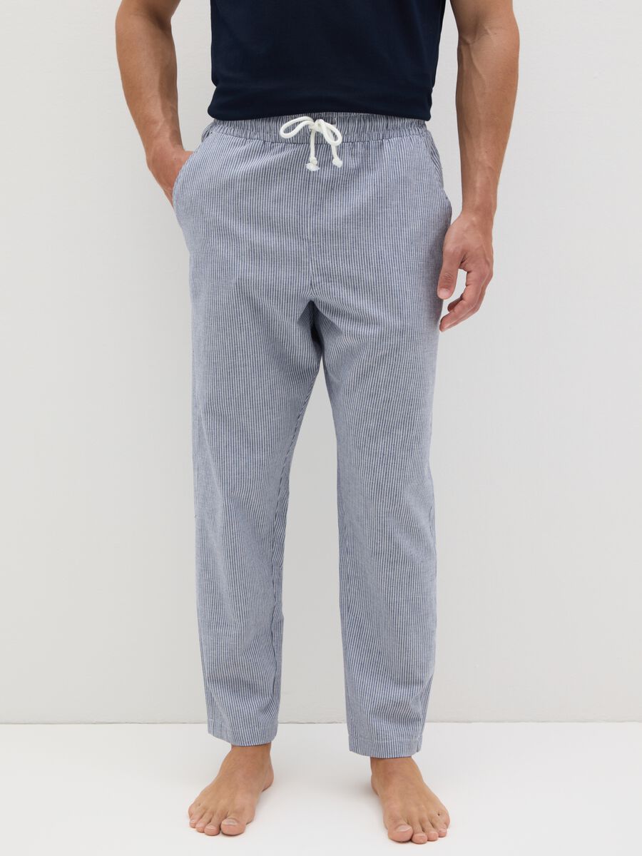 Men's pure cotton blue trousers, regular fit_1