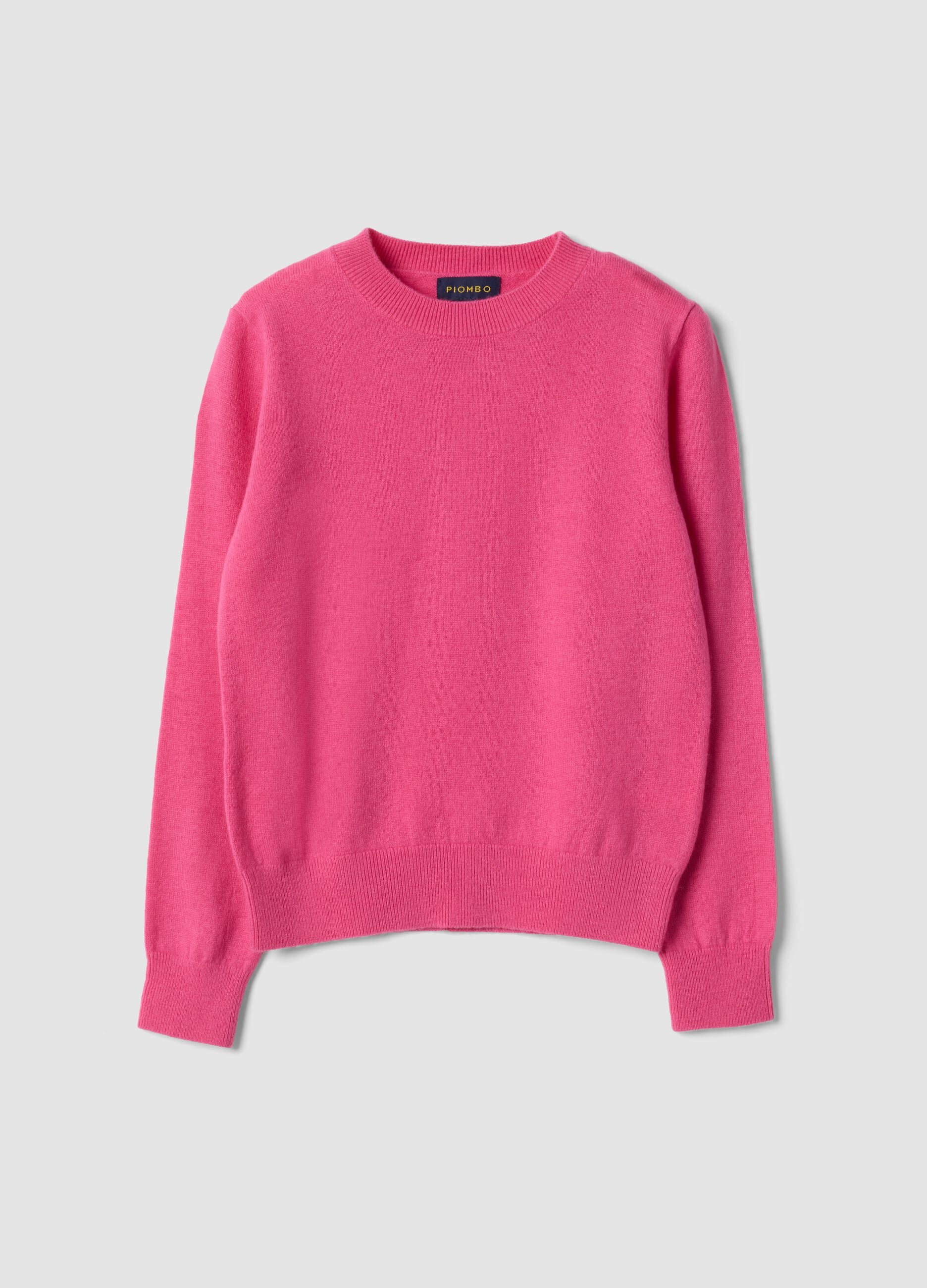 Pink pure wool long-sleeve jumper, regular fit