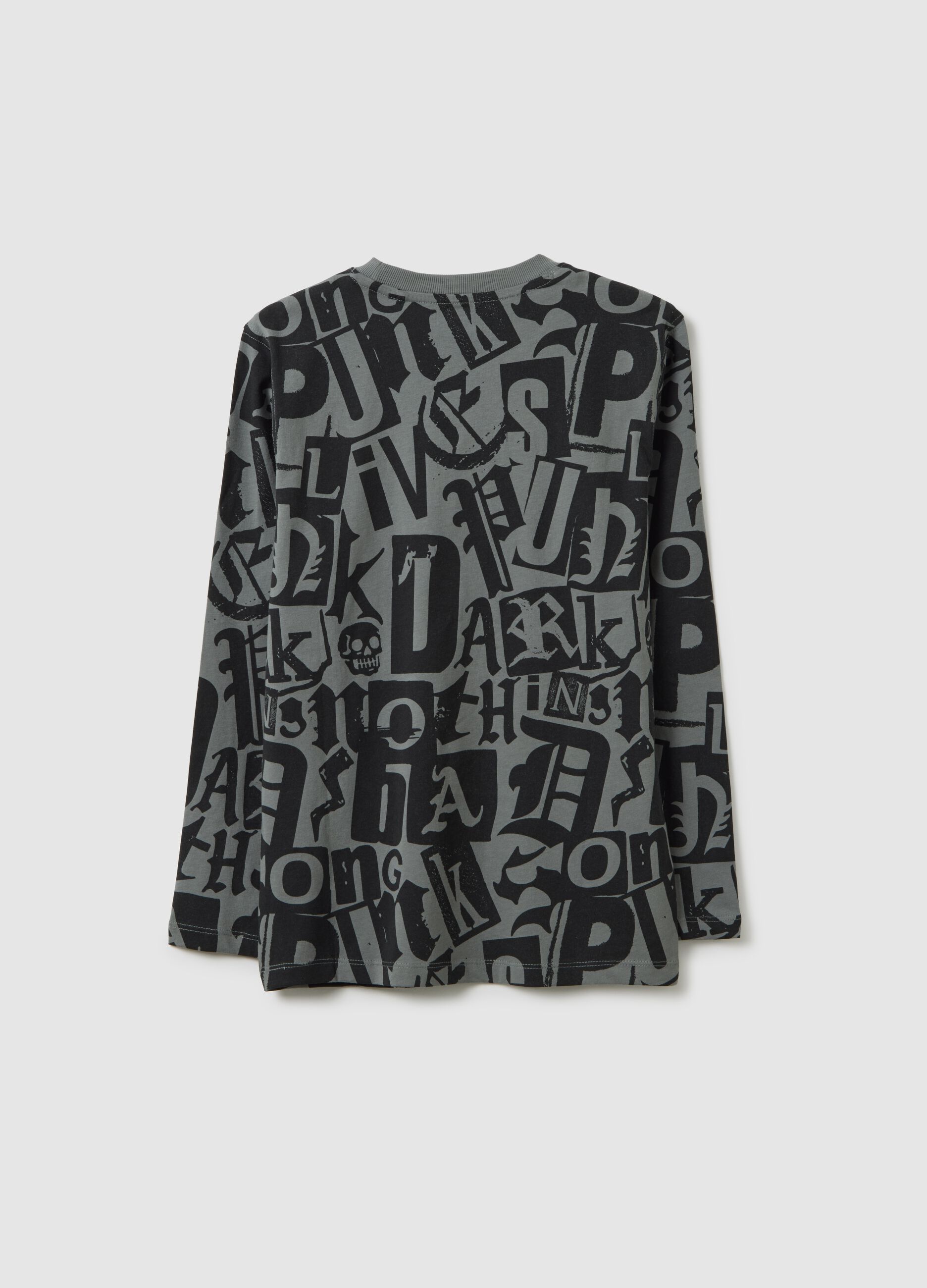 Boys' grey regular fit pure cotton T-shirt