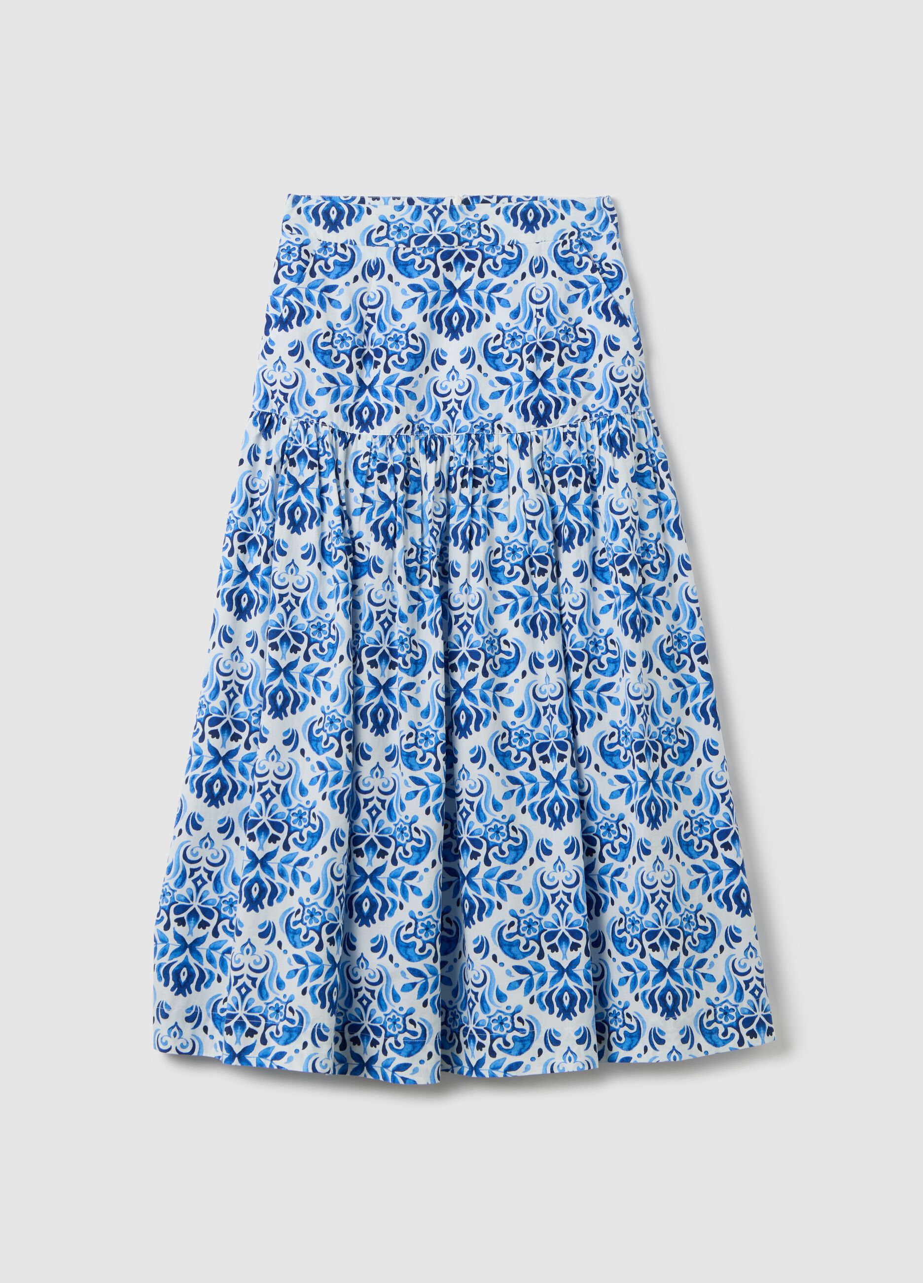 Women's Long Skirt in Pure Cotton Multicolour Regular Fit with Pattern
