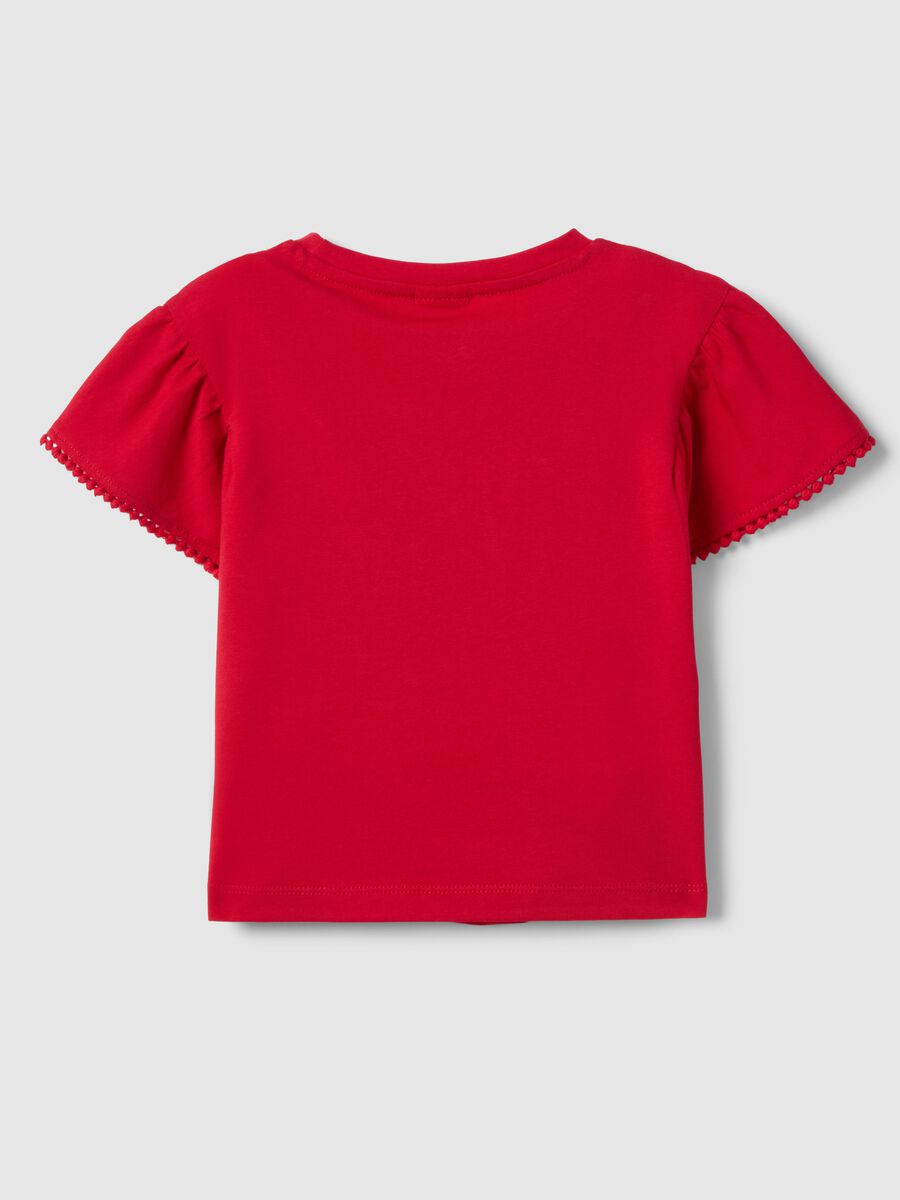 Red Stretch Cotton Children's T-shirt with Minnie Mouse Decoration_1