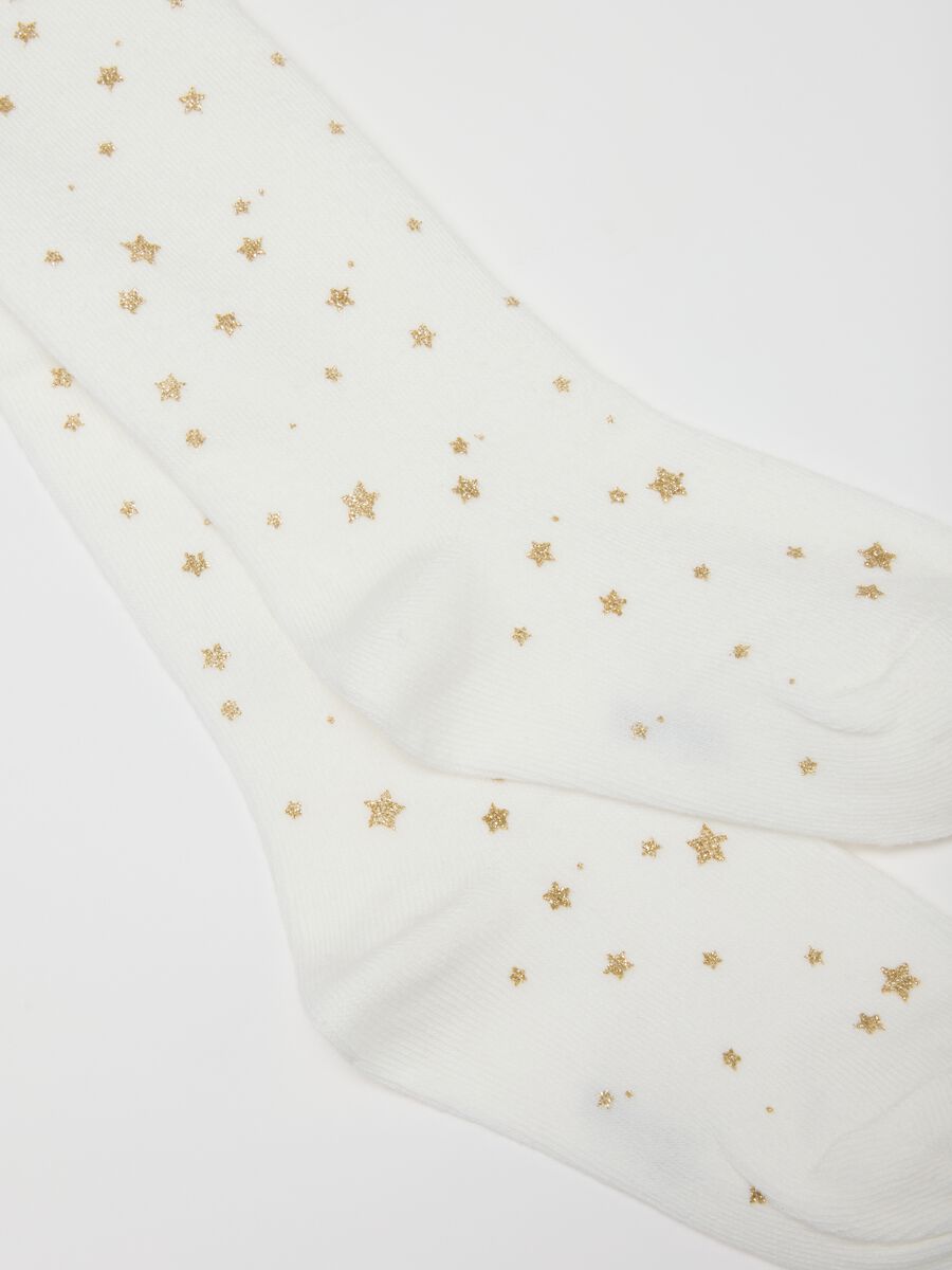 Collant bianchi da bambina in misto cotone elasticizzato_1