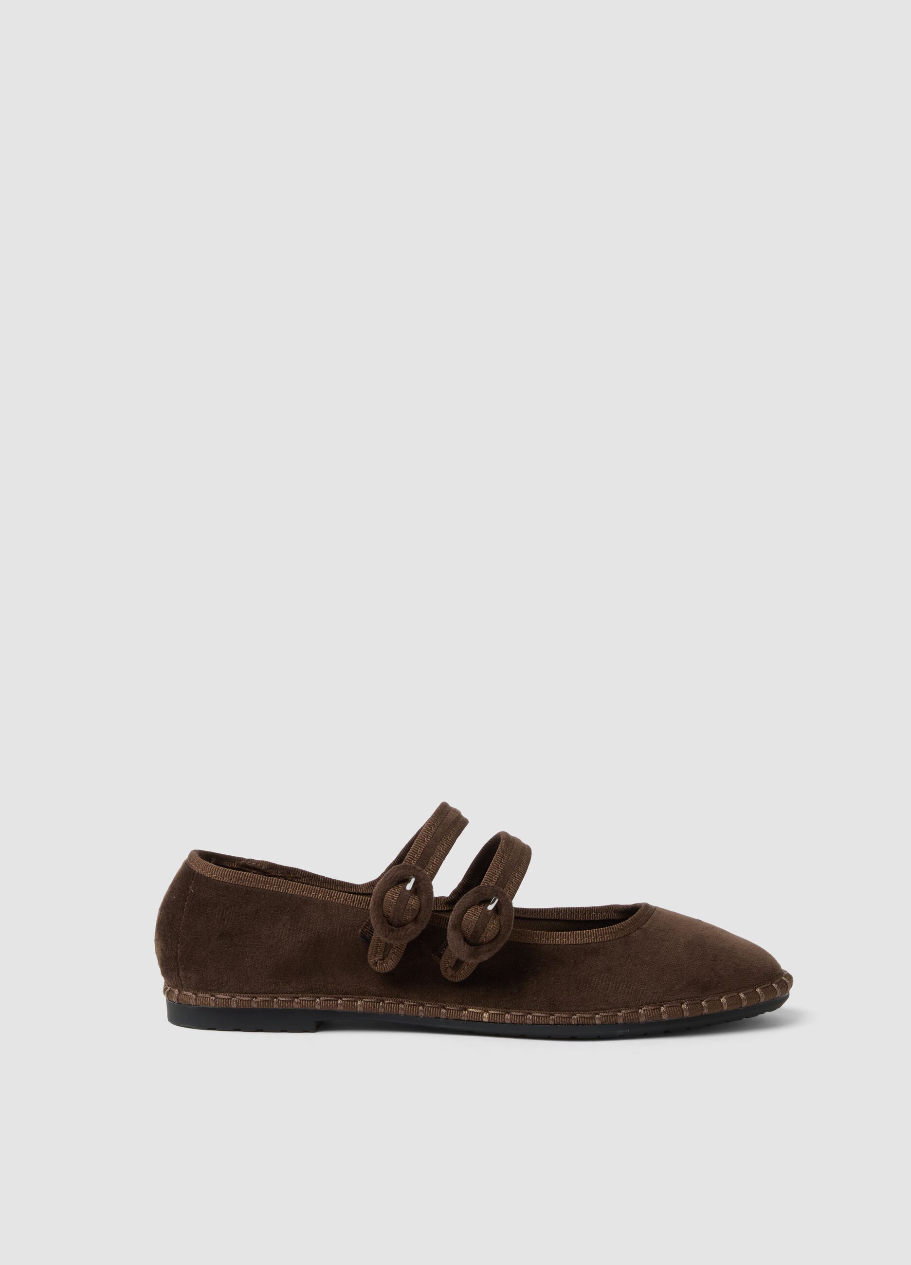 Brown ballet flats with double strap