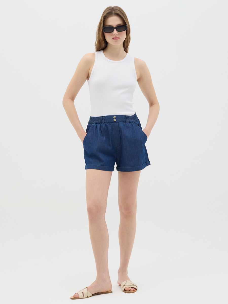 Denim shorts with elasticated waist_0