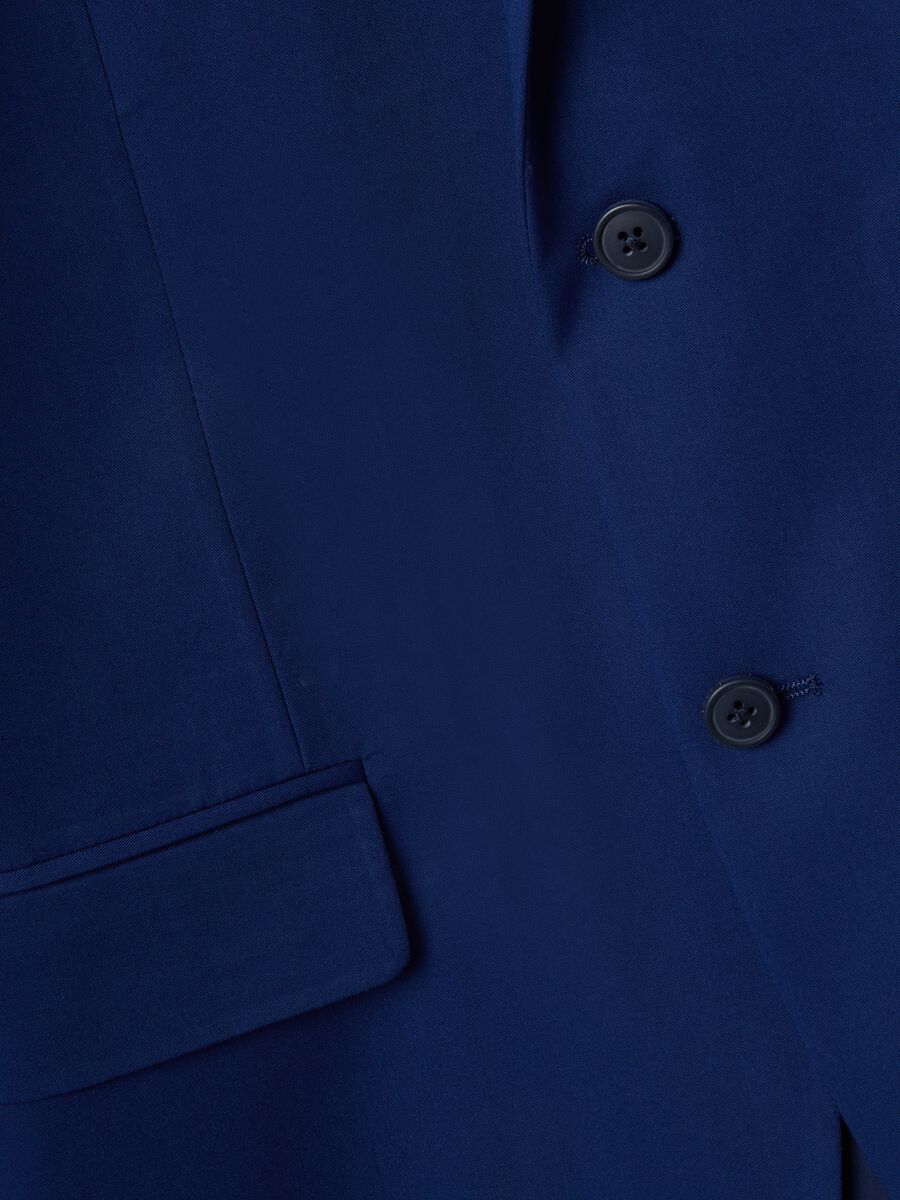 Blue Slim Fit Single-Breasted Blazer_1