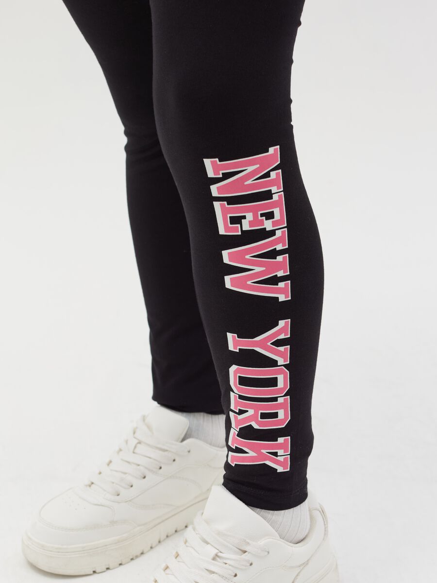 Leggings in cotone stretch con stampa_1
