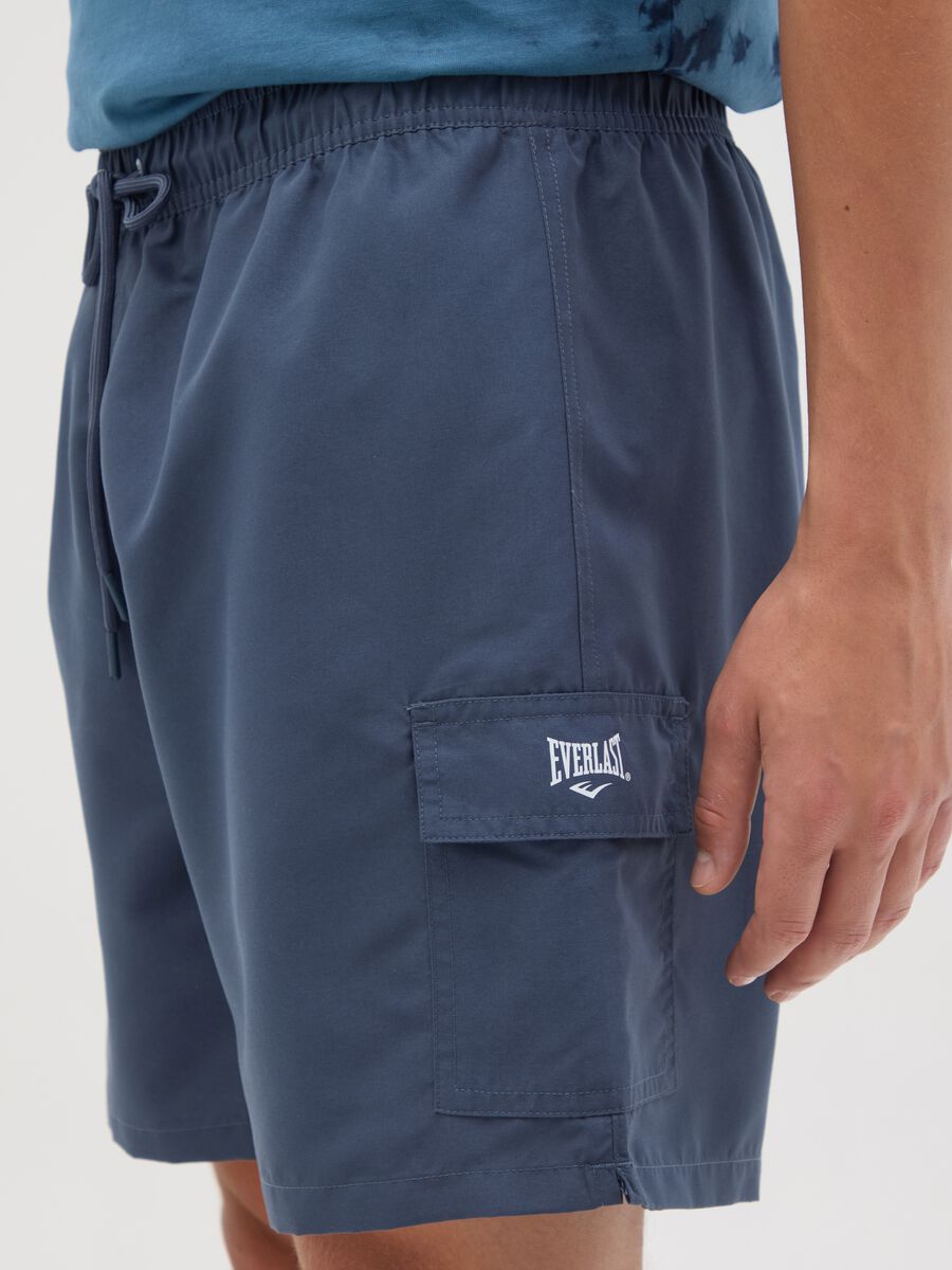 Blue swimming trunks with logo print_2
