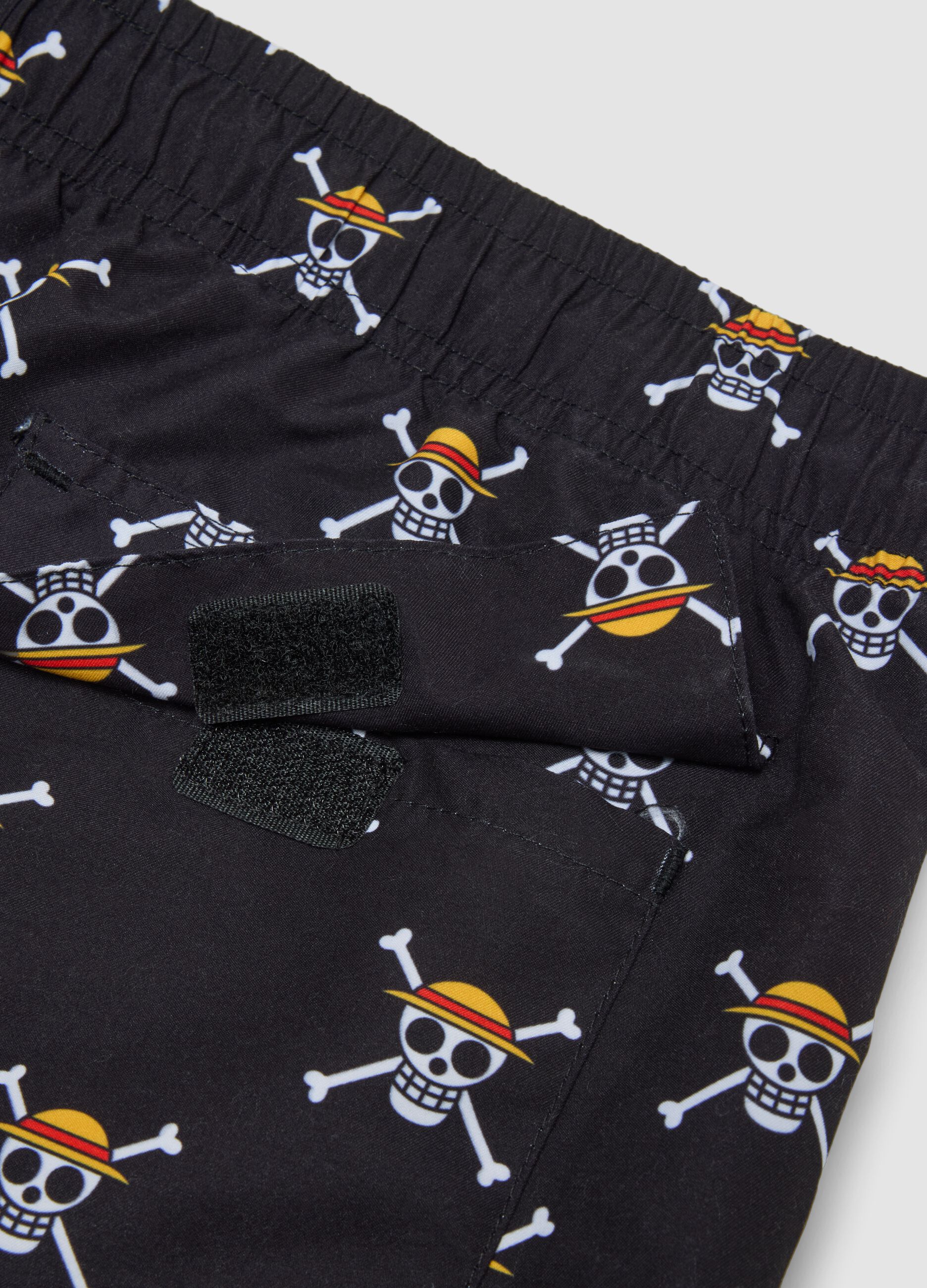 Black Swim Shorts with One Piece Prints