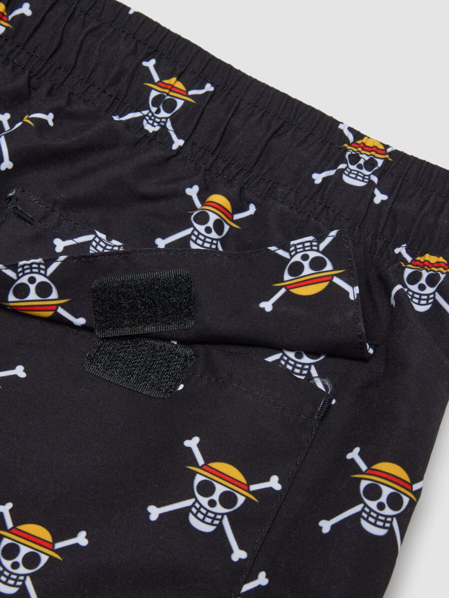 Black Swim Shorts with One Piece Prints_5