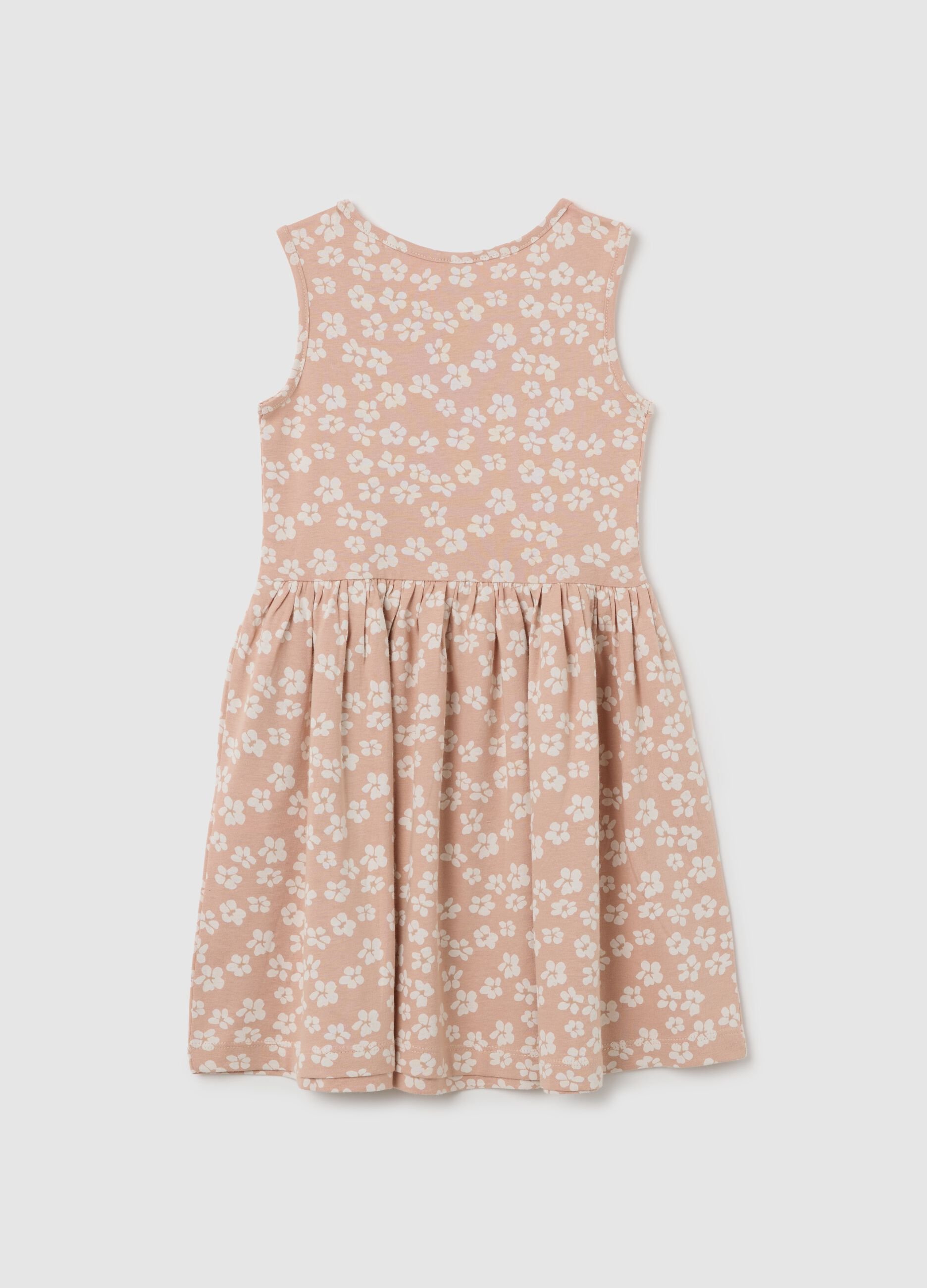 Girls' dress in pure multicolour cotton regular fit leopard print
