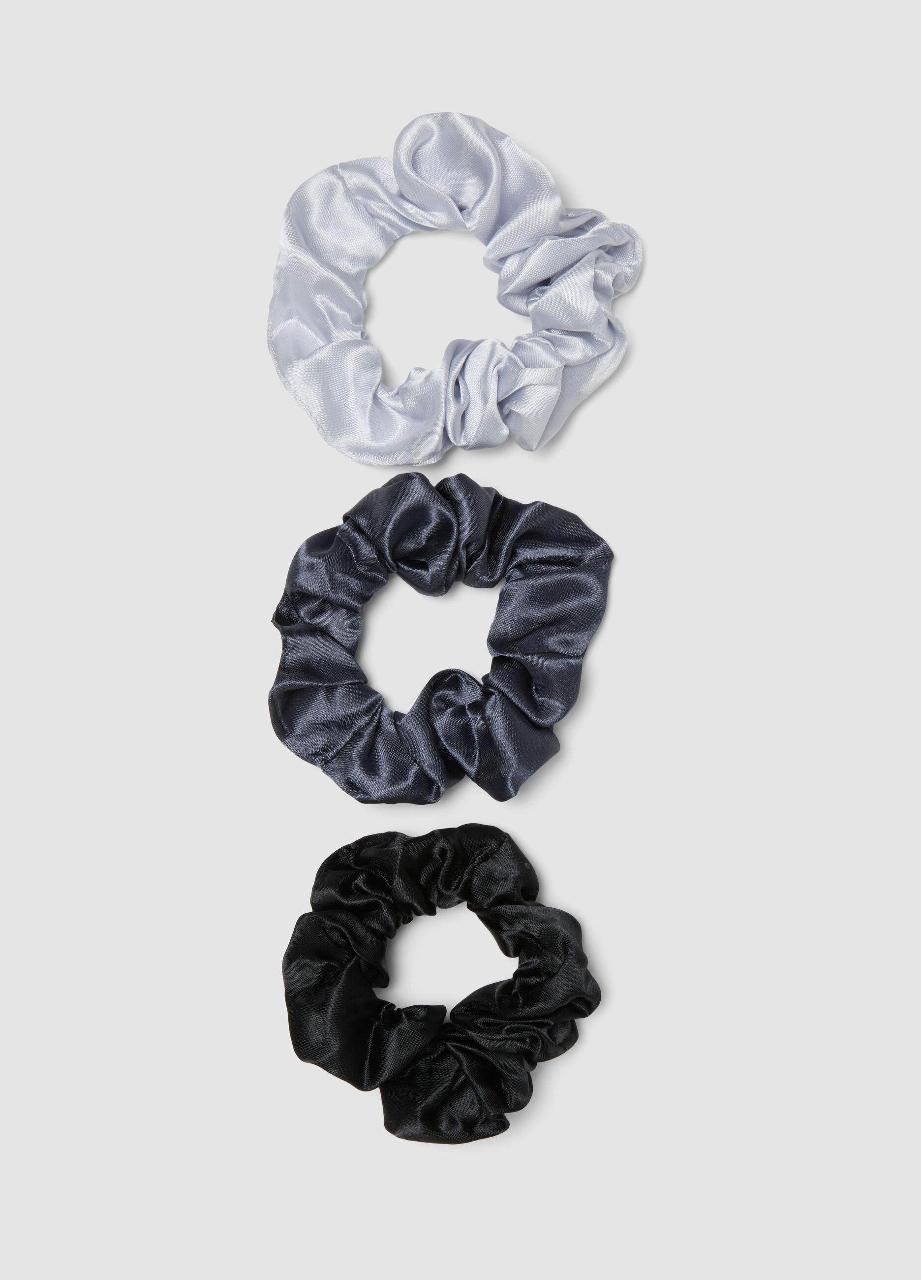 SINCERELY HAIR Medium satin scrunchies 3-pack Black & Grey