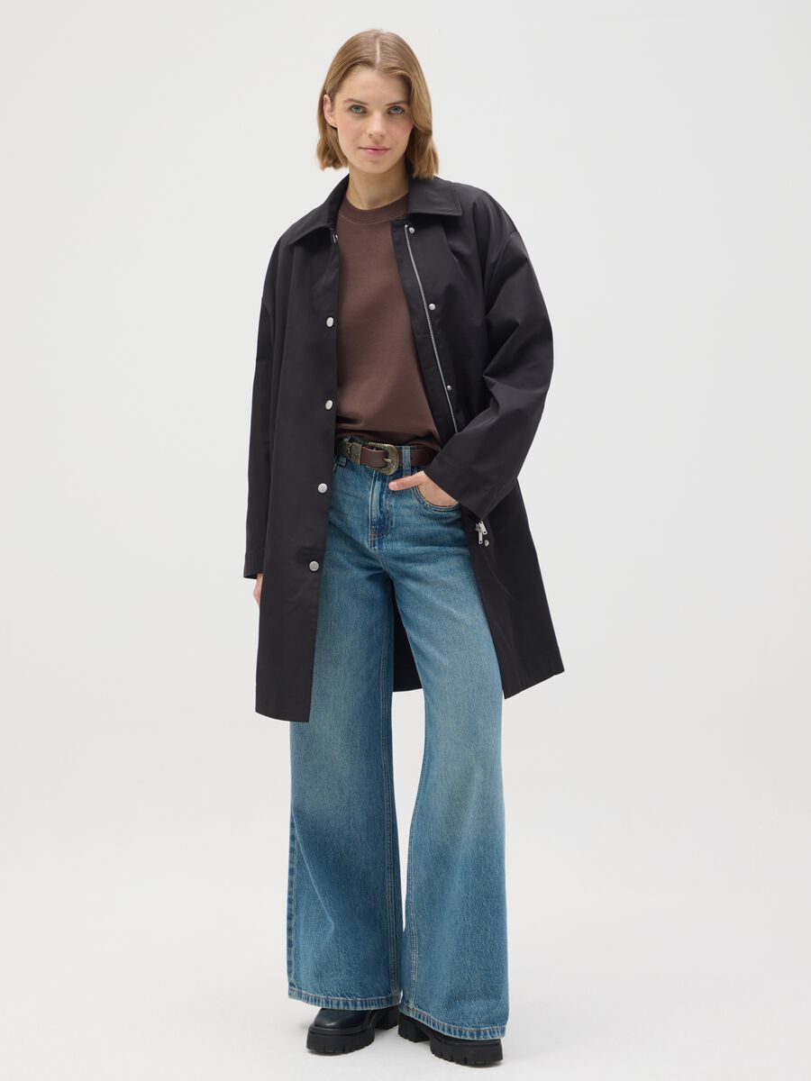 Black regular fit jacket with zip_1