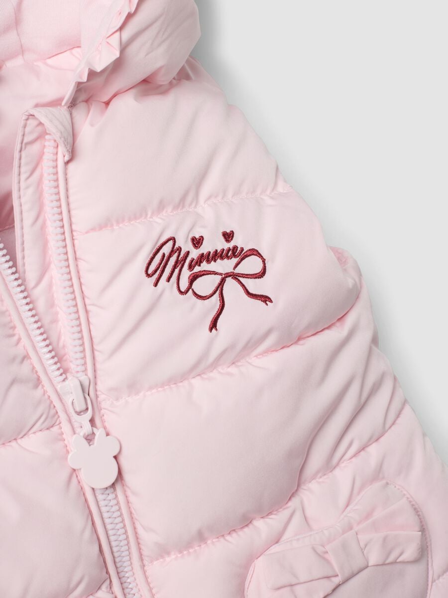 Pink padded gilet with hood, heart pockets and Minnie embroidery_3