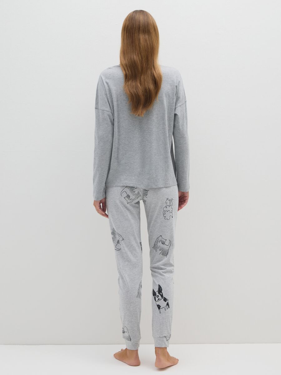 Pigiama in cotone grigio con stampe_2
